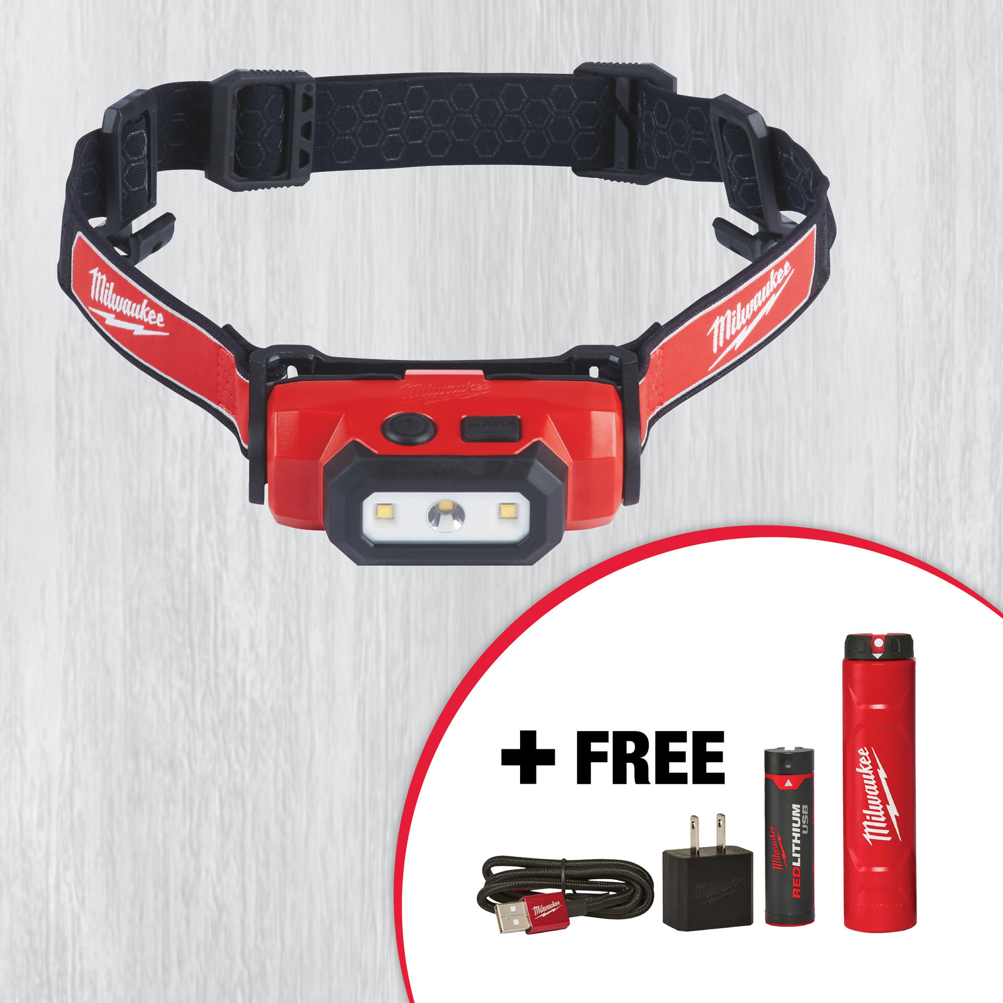 SPECIAL BUY! Milwaukee USB Rechargeable Hard Hat Headlamp Kit (2111-21) with FREE RedLithium USB Battery and Charger Kit (48-59-2003)!